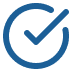 Circular checkmark symbol in blue